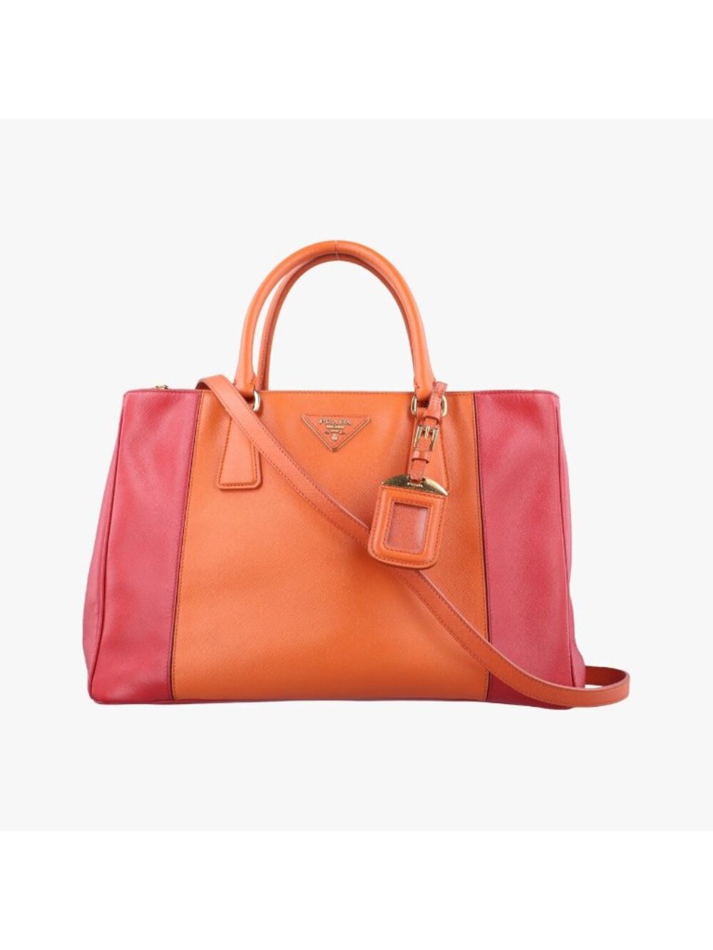 Prada Galleria Orange Red Saffiano Leather 31 Shoulder Bag
